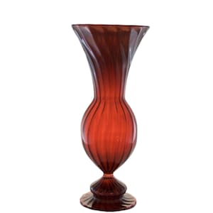 Hand-Blown Red Glass Vase – Tall and Slim Artisan Vase in Deep Red Hue – Elegant Handmade Accent for Modern, Minimalist, Unique Glass Decor