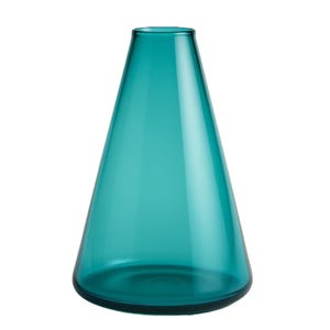 Handblown Turquoise Glass Cone Vase – Elegant Handmade Decorative Glass Art Piece for Modern, Minimalist, or Home Interior Design Styling