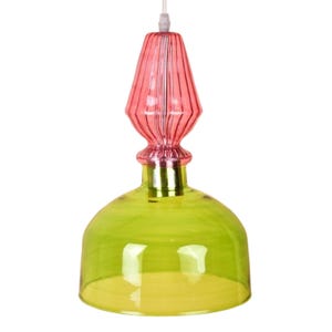 Handmade Hanging Lamp – Pendant Light in Green & Rose – Pastel Decorative Ceiling Light – Soft Ambient Lighting – Lighting - Unique Light