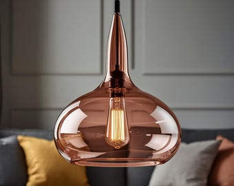 Hand Blown Brown Glass Pendant Light – Modern Home Decor