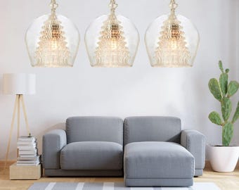 Handmade Double Glass Pendant Light, Modern Blown Glass Lighting