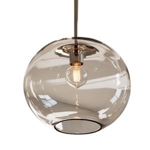 Light Grey Glass Ball Pendant Light Shade – Minimalist Handcrafted Blown Glass Ceiling Lamp Cover – Handmade blown glass - Lighting Glass