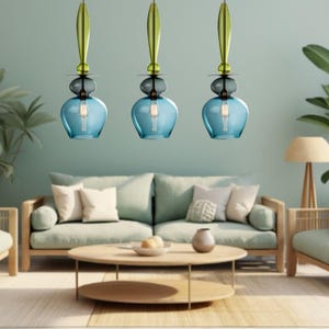 Contemporary Kitchen Ceiling Light set of three - Adjustable Dining Pendant Light Fixture - Multi Color Modern Décor