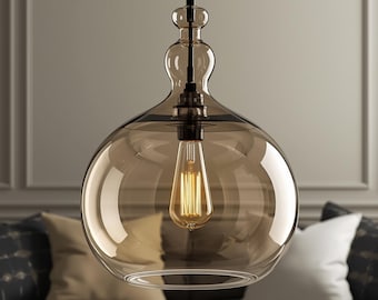 Hand-Blown Brown Glass Pendant Light – Borosilicate Lighting, Modern Egyptian Craft
