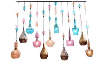 Modern Glass Pendant Chandelier, Colorful Blown Glass Lighting