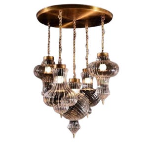 Modern glass chandelier, lighting masterpiece, for the reception room, lighting large spaces, lighting the living room, Chandelier Lighting
