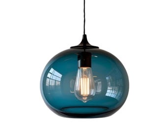 Turquoise Pendant Light – Handcrafted Unique Design for Stylish Ambient Lighting and Modern Home Decor ــ Hand Blown Glass ــ Lighting Glass