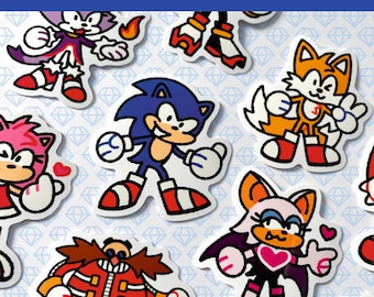 Sonic and Friends - Vinyl Stickers (Sonic the Hedgehog, Tails, Knuckles, Amy Rose, Shadow, Rouge, Blaze, Silver, Dr. Eggman/Robotnik)