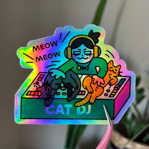 Sticker - Cat DJ - holografisch