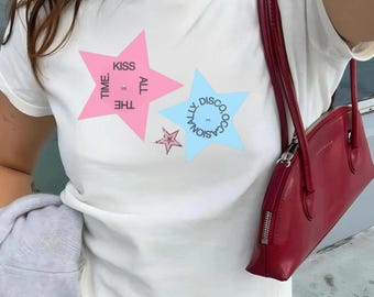 Kiss Me All The Time Disco Occasionally Baby Tee, Merch Tour Trendy Concert Tshirt