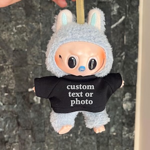 Custom Labubu Tshirt, Your Text or Photo Labubu Clothes for V1 V2 V3, Custom Doll Tee, Branded  Logo Shirt for Labubu Collector