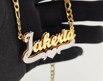 18K Filled Gold Name Necklace, Custom Nameplate Necklace