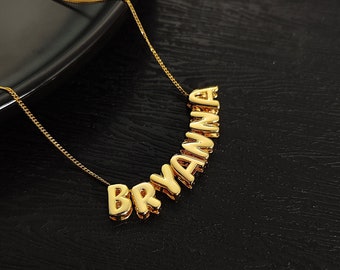 Collana con lettera a bolla 3D personalizzata, collana con nome personalizzato, collana con nome fatta a mano, collana con nome a bolla in oro, regalo di gioielli personalizzati per lei