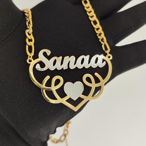 Custom 18K Gold 3D Name Necklace, Name Necklace, Double Plate Name Necklace, Personalized Jewelry, Two Tone Nameplate Necklace, Gift For Her