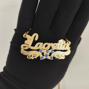 18K Gold Filled Custom Name Necklace, Birthstone Nameplate Necklace, Custom Women Name Jewelry, Double Plated Name Necklace, Non Tarnish