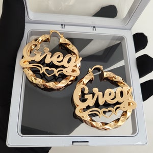 Custom Name Earrings, Name Hoop Earrings, Personalized Name Earring, Women Name Earring, Gold Name Earring, Twist Hoop Earring, Gift For Her