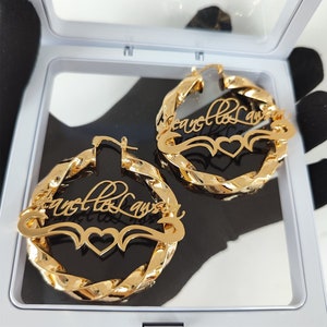 Custom Name Hoop Earrings, Hoop Name Earrings, Personalized Name Earrings, Name Twist Hoop Earrings, Women Name Earrings, Nameplate Jewlery