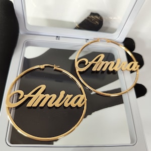 Custom Hoop Earrings, Name Hoop Earring, Personalized Name Hoops, Gold Name Earrings, Nameplate Jewelry, Women Name Earrings, Gift For Her