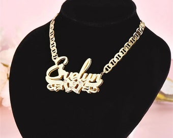 Real 18K Gold filled Custom Name Necklace, Birthstone Nameplate, Name Plate Necklace,  Waterproof, Non Tarnish, Double Plated, Gift For Her