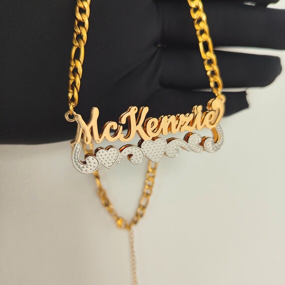 MMXX Collana con Nome Personalizzato Bicolore a Doppio Strato Design Placcata in Oro Collana con Nome Placcato Doppio con Cuore/Corona Regali di Compleanno per Donna/Moglie/Fidanzata (Stile A1