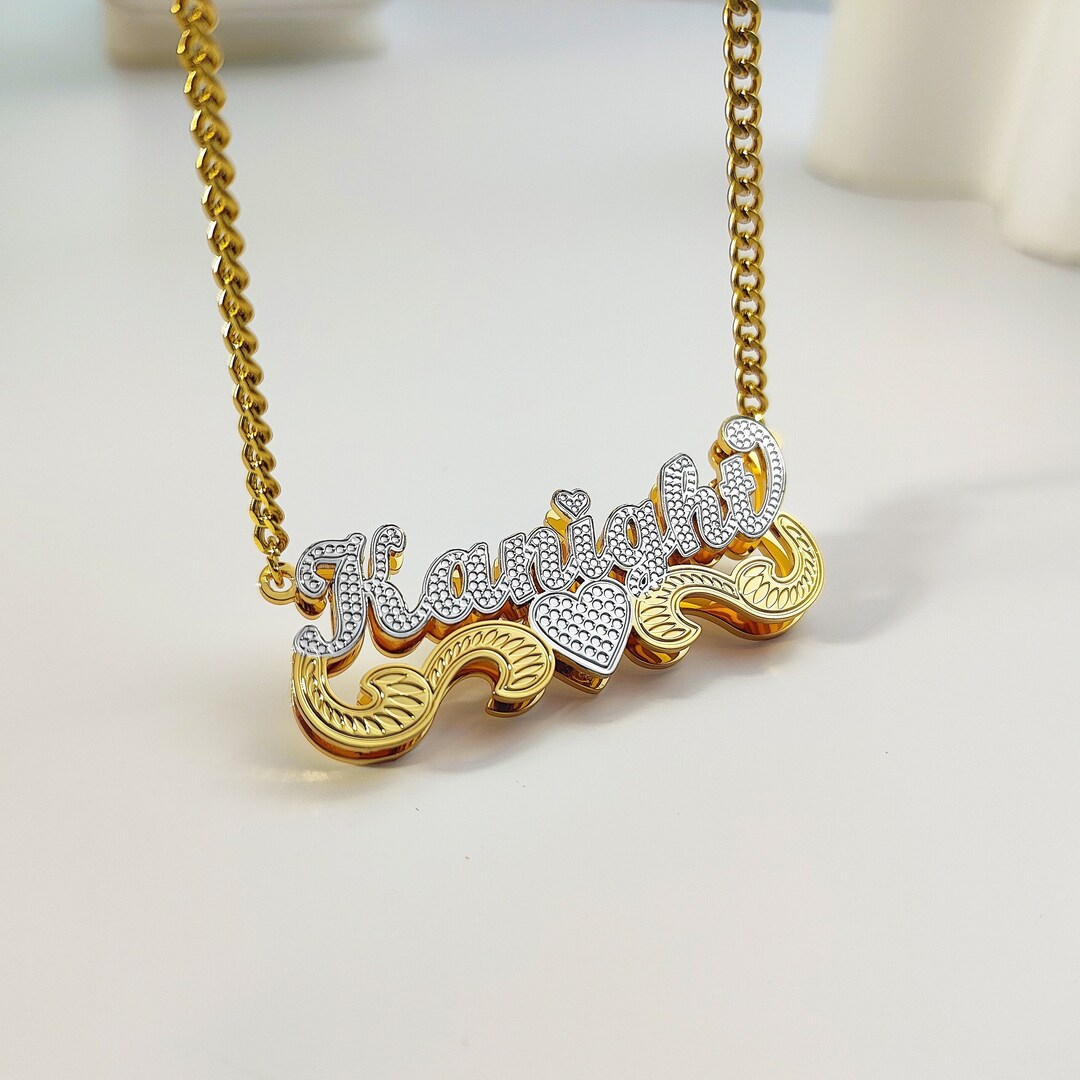 Collana Barra Totem 3d Placcata In Oro 18k - Foto 2