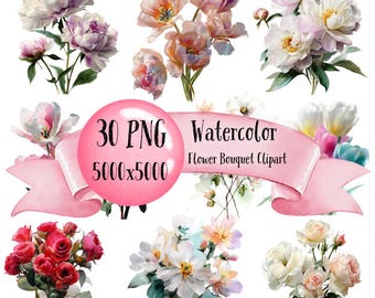 Imágenes prediseñadas de ramo de flores en acuarela