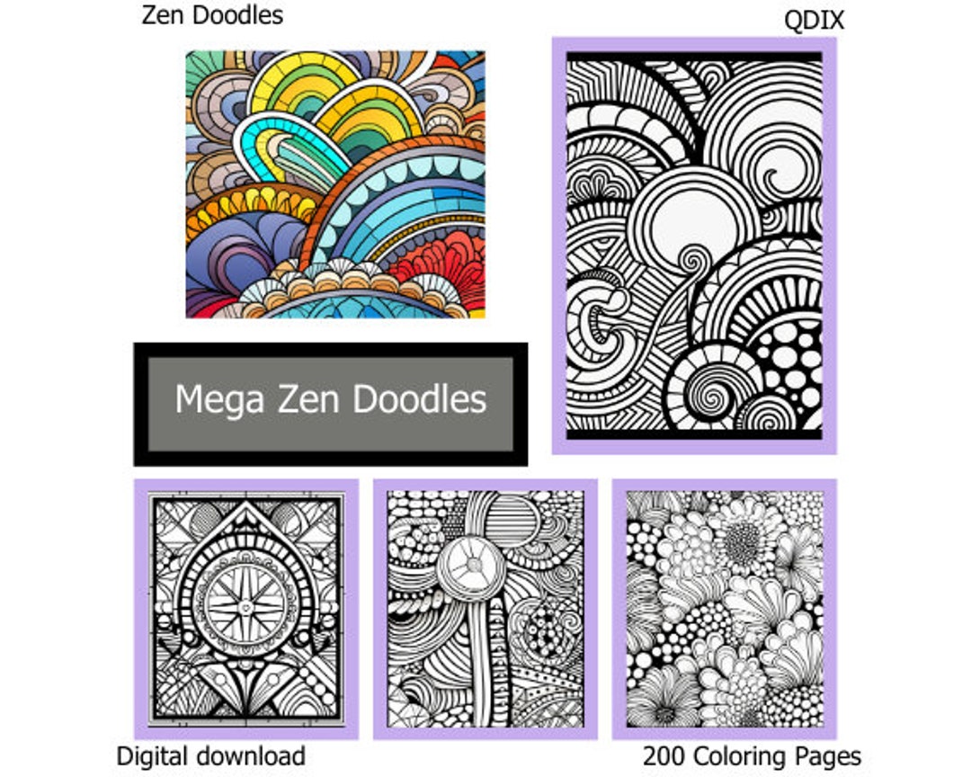 Mega Zen Doodle Coloring Book(200 Pages) - Etsy