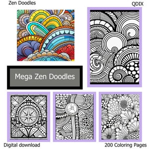 Mega Zen Doodle Coloring Book(200 Pages)