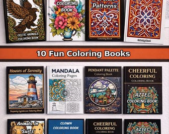 Coloring Book Bundle: 10 Books - 500 pages (Plus 2 bonus books)