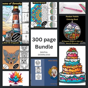 300 Page Coloring Book Bundle: 6 Books with up to 50 Pages each