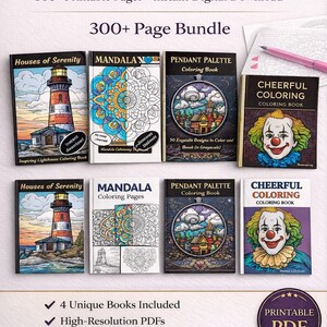 Pacchetto di libri da colorare da 300 pagine: 6 libri con un massimo di 50 pagine ciascuno