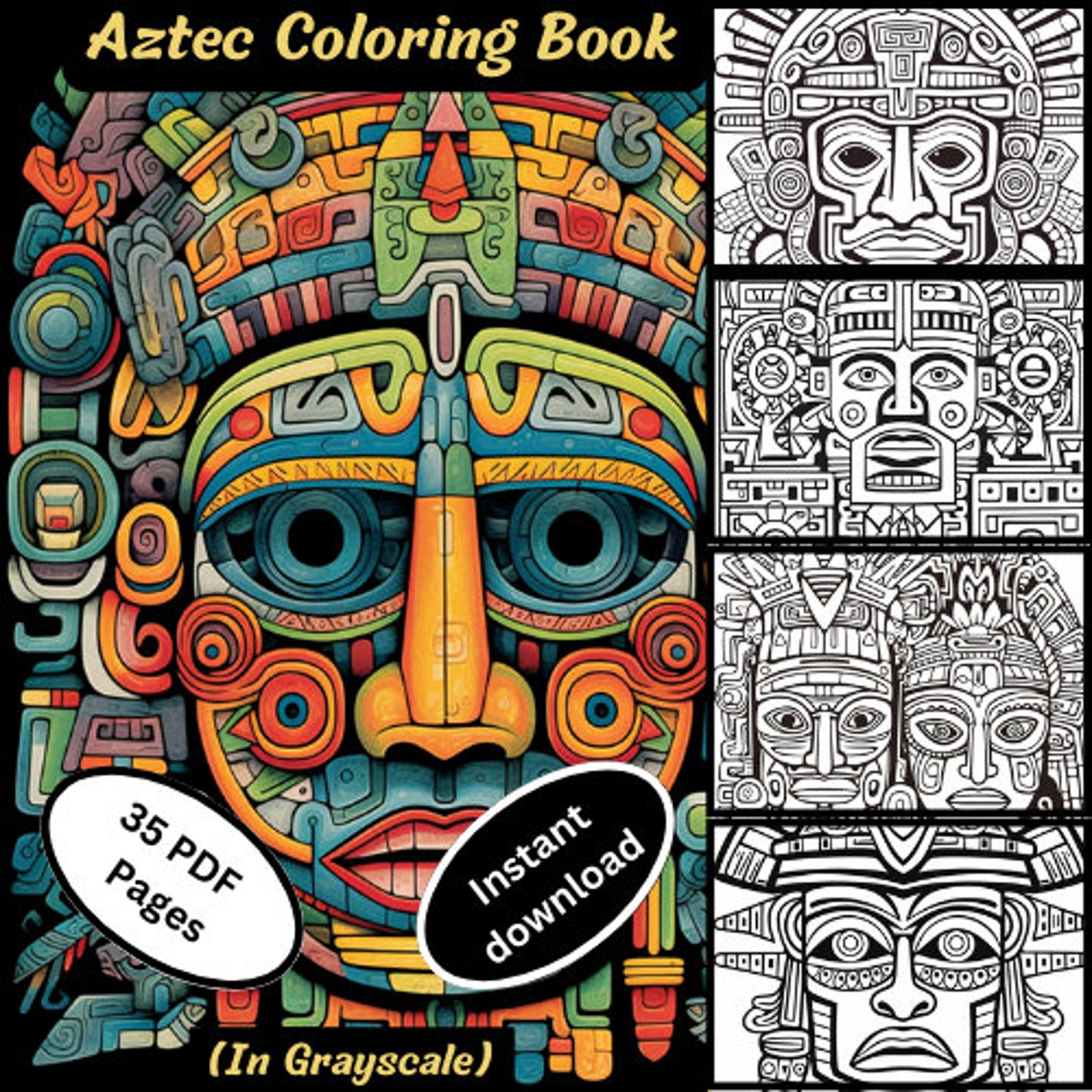 Aztec Coloring Book 1 - Etsy