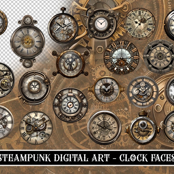 Steampunk Clocks - Digital Paper - High Quality & Unique PNG Images