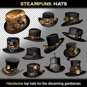 Imágenes Prediseñadas De Sombreros Steampunk - Imágenes PNG únicas y de alta calidad