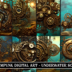 Steampunk Digital Background Clipart Bundle - High-Quality Authentic Images for Scrapbooking and Junk Journals