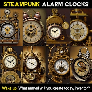 Relojes despertadores Steampunk - Papel digital - Imágenes PNG únicas y de alta calidad