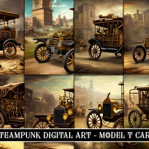 Steampunk Cars Clipart - Imágenes digitales únicas y de alta calidad