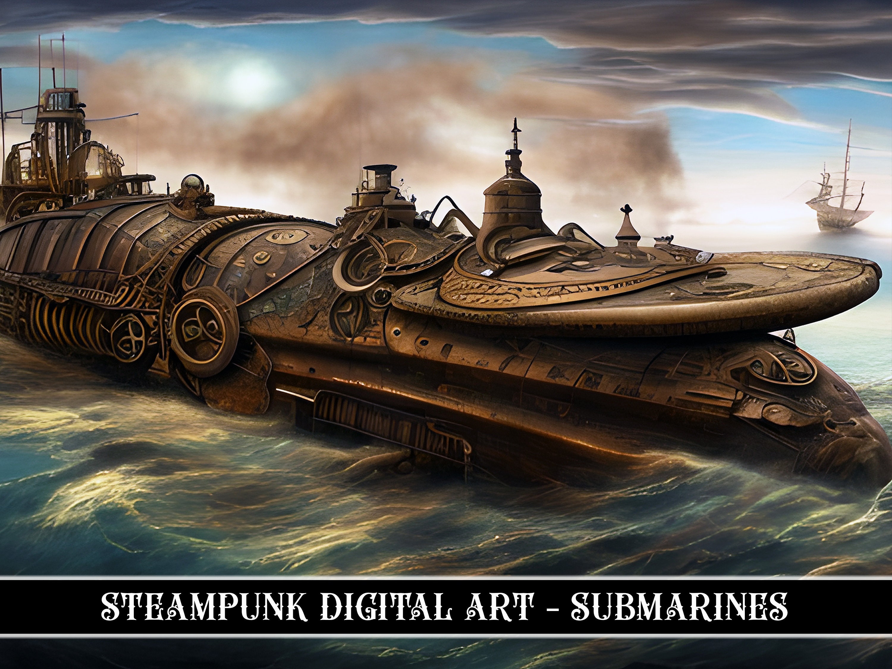 Steampunk Submarine Background Paper Clipart Images for Crafting ...