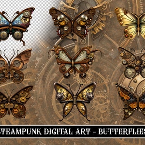 Papel digital Steampunk Butterflies - Imágenes digitales únicas y de alta calidad