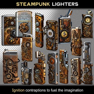 Steampunk Digital Clipart - Encendedores - Imágenes PNG únicas y de alta calidad