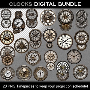 Relojes Steampunk - Papel digital - Imágenes PNG únicas y de alta calidad