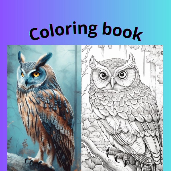 Uil kleurboek voor volwassenen digitaal bestand