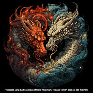 Ying yang dragons red blue digital image