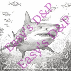 Shark shark digital file coloring book for adults one sheet