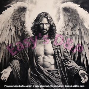Angel man angel black and gray digital file