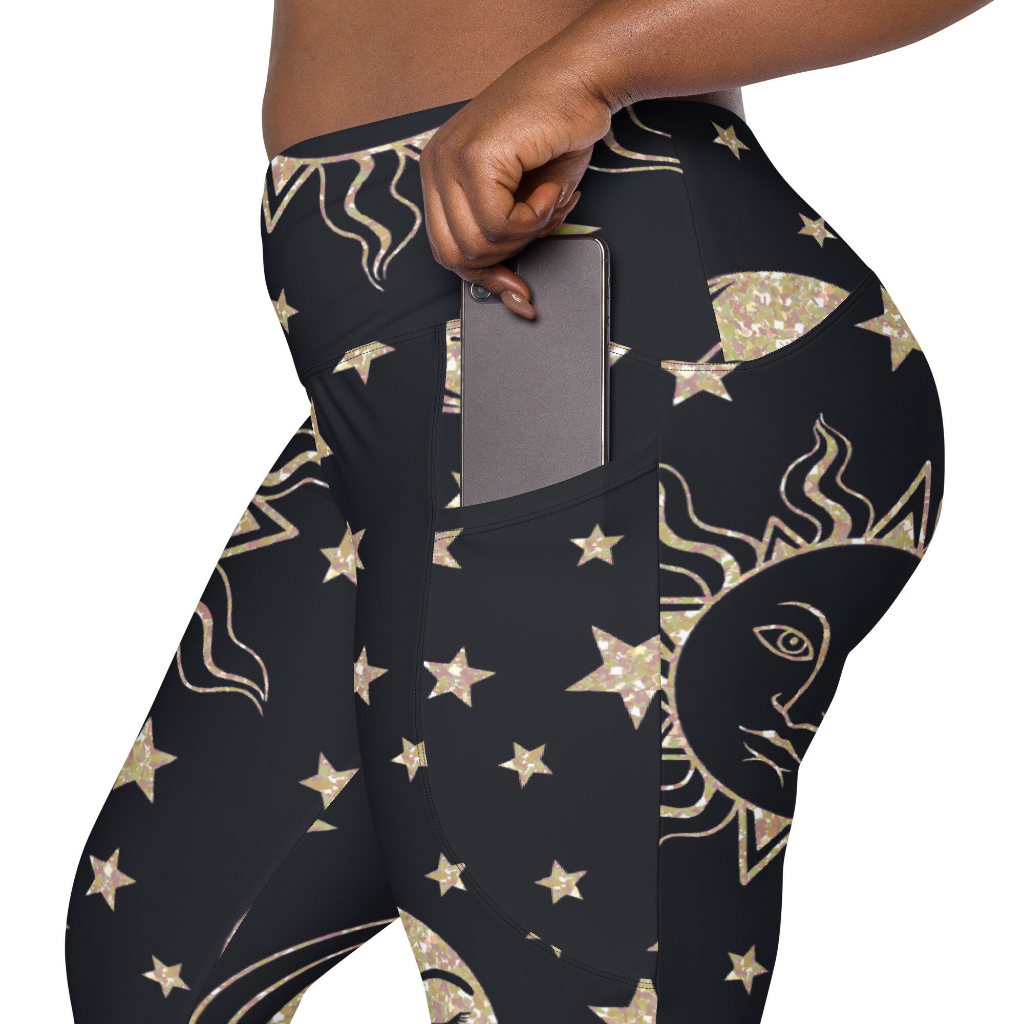 Black leggings with gold stars 2025