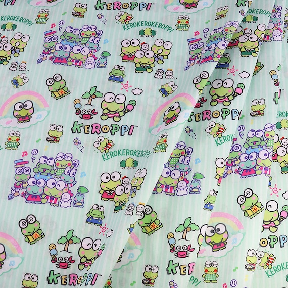 Sanrio Keroppi Fabric Frog Fabric Polyester Cotton Fabric Cartoon Fabric Quilting Fabric By The Half Yard
