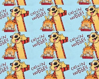 Calvin and Hobbes Fabric 100%Cotton Fabric Cartoon Fabric Sold by the Half Yard, Continuous Length