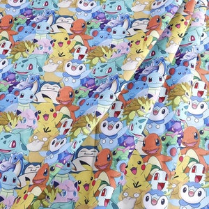 Pikachu Poket Monster Tkanina poliestrowa tkanina bawełniana Tkanina z kreskówek Tkanina pikowana na pół jarda