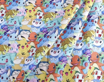 Pikachu Poket Monster Fabric Polyester Cotton Fabric Cartoon Fabric Quilting Fabric By The Half Yard